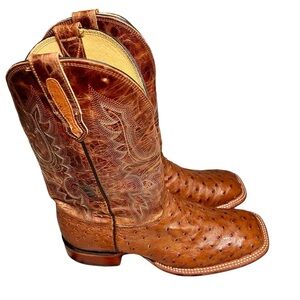 Cavender’s Men’s Brown Full Quill Ostrich Western Cowboy Boots 10.5 Wide